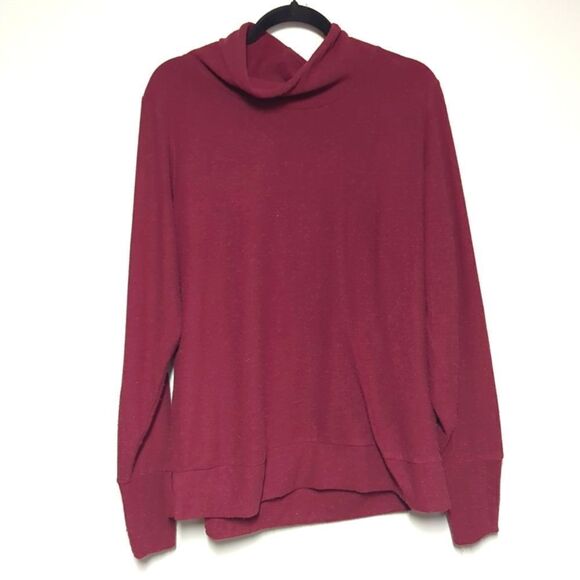Gaiam Maroon Mock Turtleneck Blouse - Picture 1 of 6